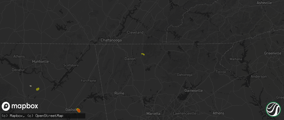 Hail map in Chatsworth, GA on July 1, 2026
