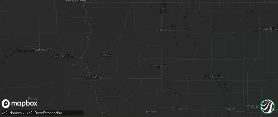 Hail map in Cherokee, IA on July 1, 2026