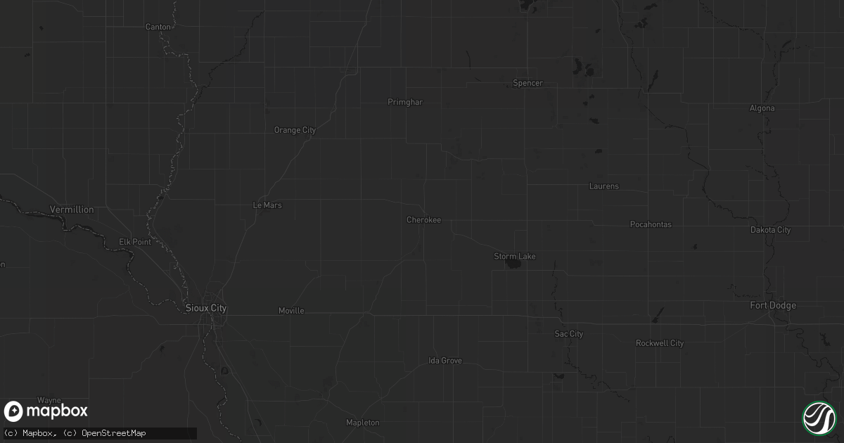 Hail map in Cherokee, IA on July 1, 2026