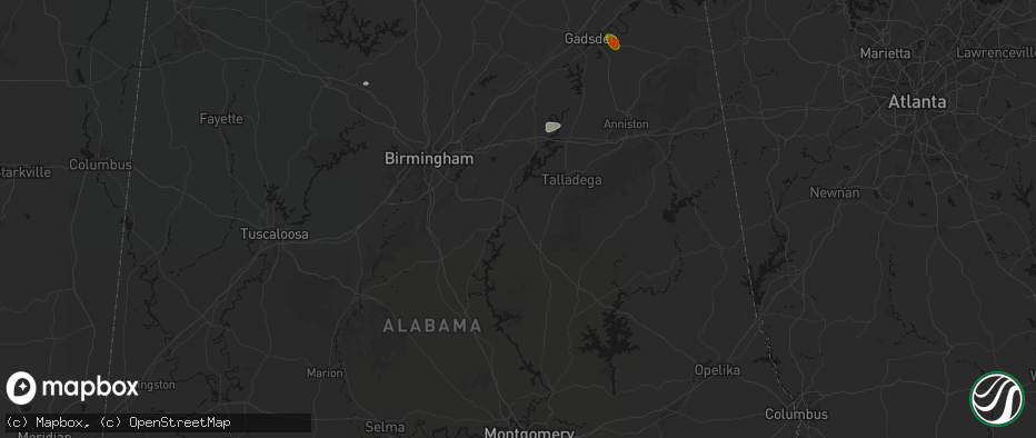 Hail map in Childersburg, AL on July 1, 2026