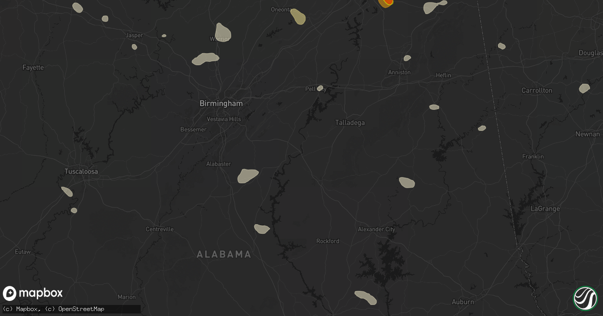 Hail map in Childersburg, AL on July 1, 2026