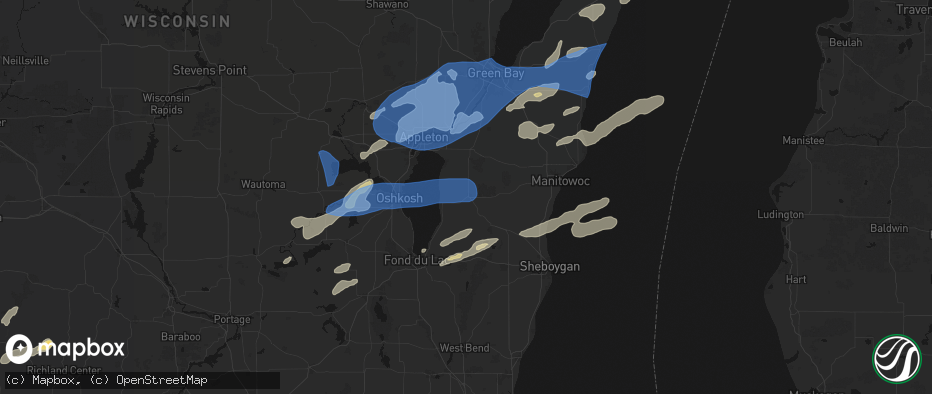 Hail map in Chilton, WI on July 1, 2026
