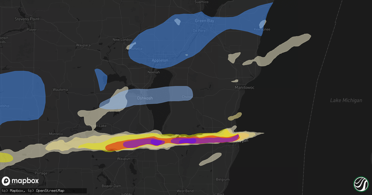Hail map in Chilton, WI on July 1, 2026