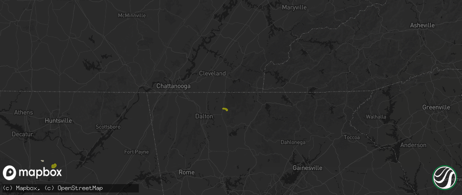 Hail map in Cisco, GA on July 1, 2026