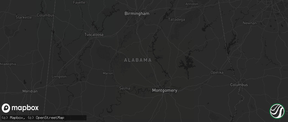 Hail map in Clanton, AL on July 1, 2026
