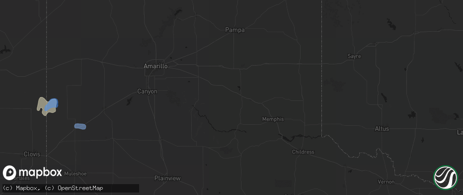 Hail map in Clarendon, TX on July 1, 2026