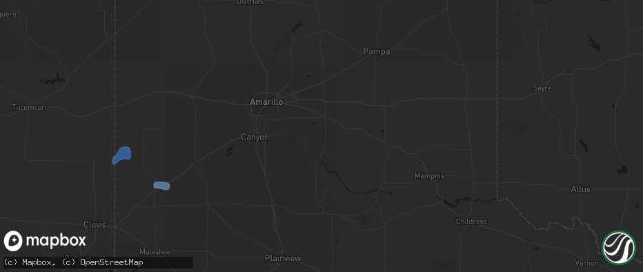 Hail map in Claude, TX on July 1, 2026