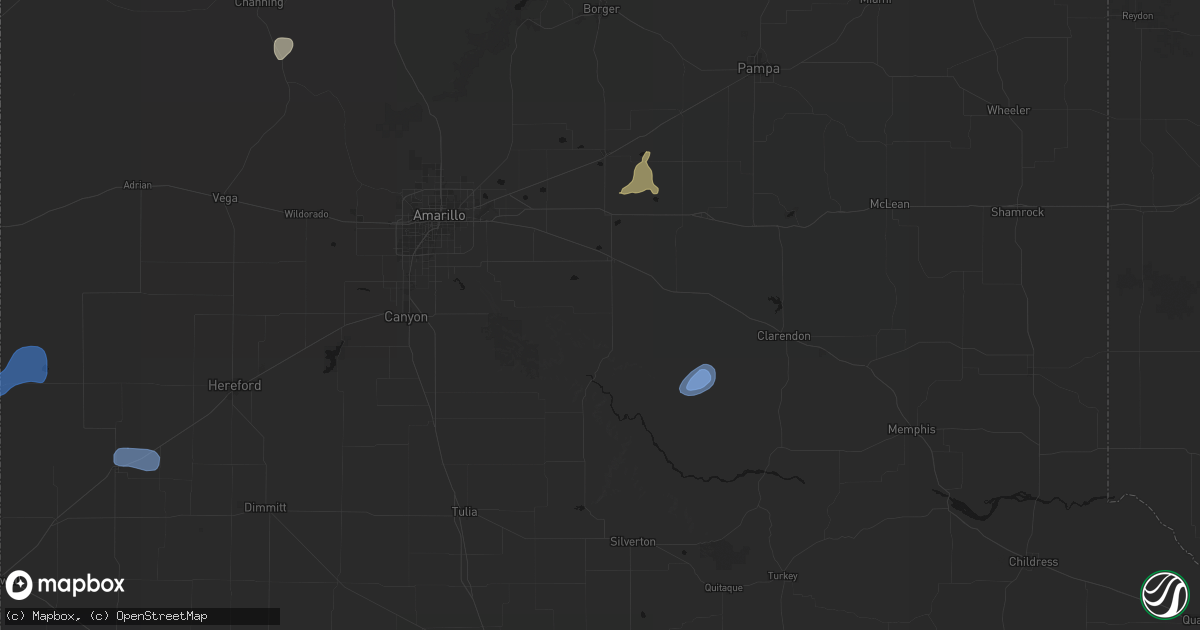Hail map in Claude, TX on July 1, 2026
