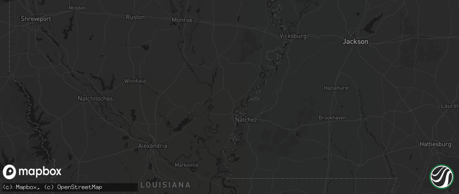 Hail map in Clayton, LA on July 1, 2026