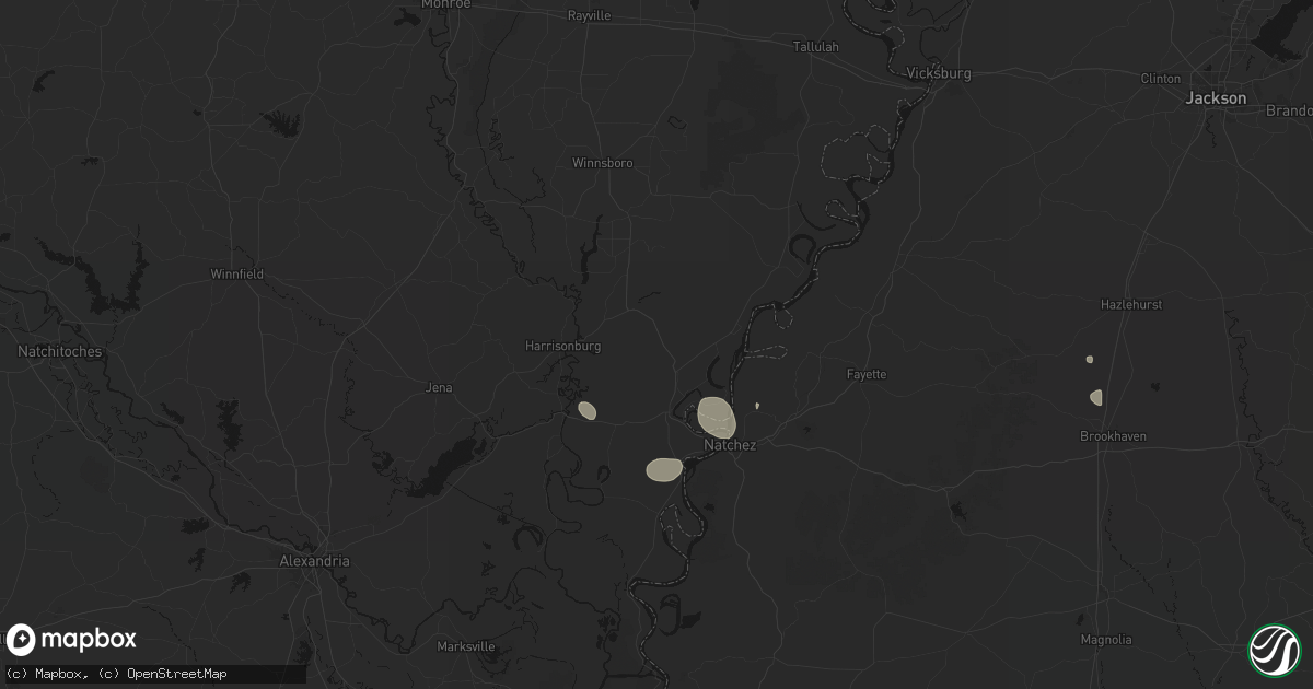 Hail map in Clayton, LA on July 1, 2026