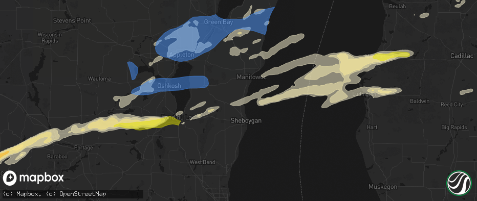 Hail map in Cleveland, WI on July 1, 2026