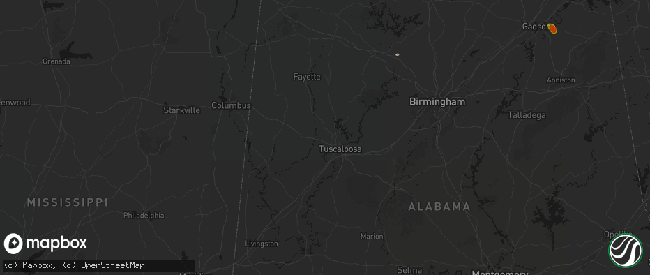 Hail map in Coker, AL on July 1, 2026