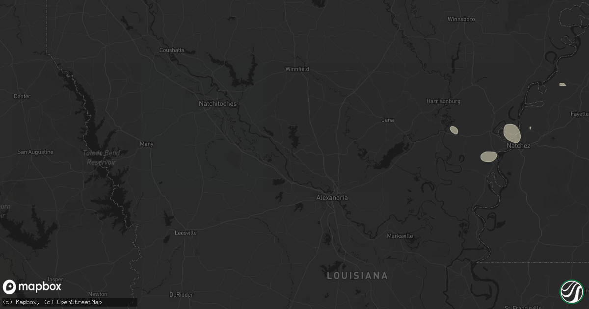 Hail map in Colfax, LA on July 1, 2026