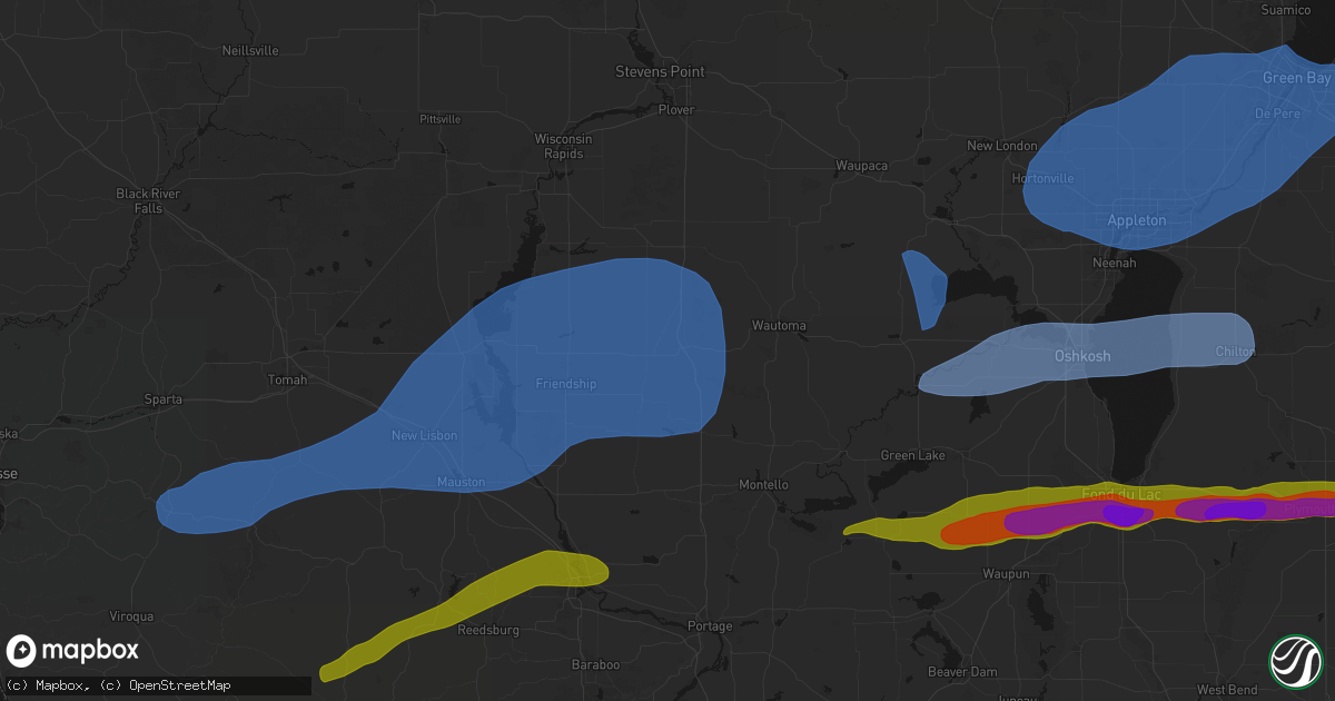 Hail map in Coloma, WI on July 1, 2026