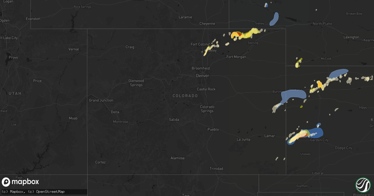 Hail map in Colorado on July 1, 2026