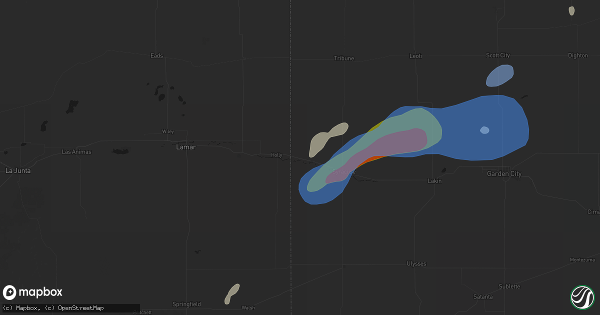 Hail map in Coolidge, KS on July 1, 2026