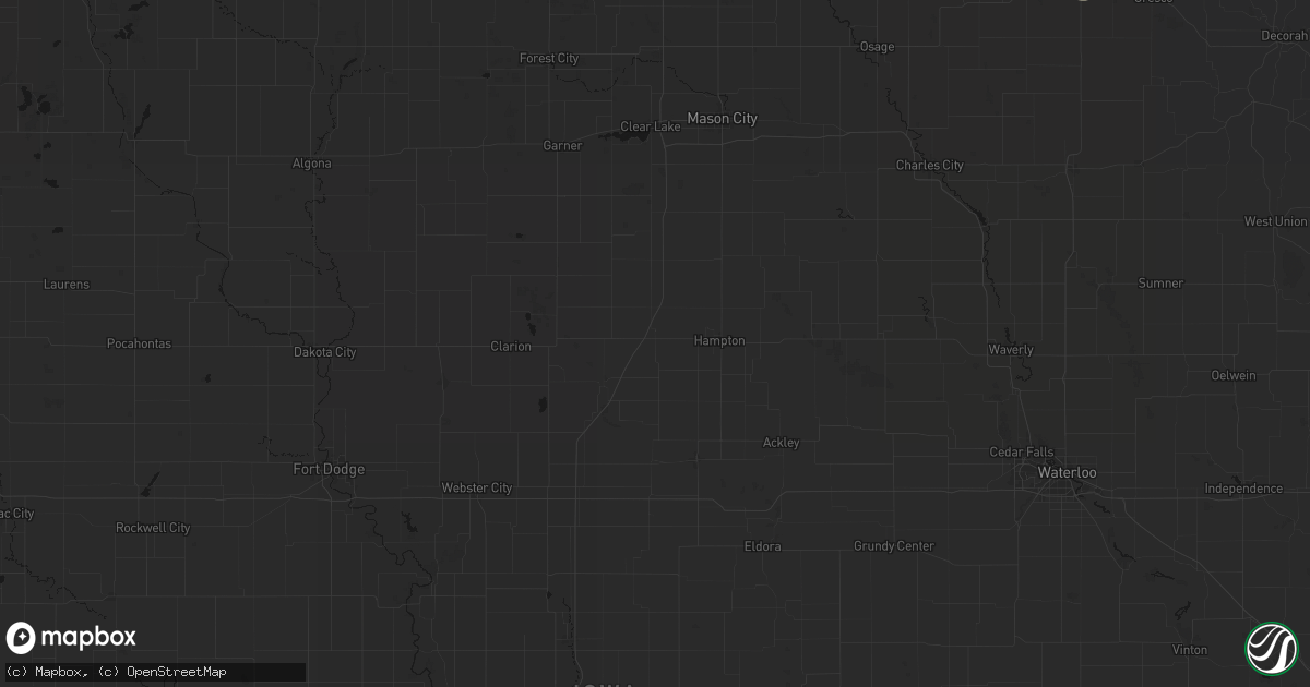 Hail map in Coulter, IA on July 1, 2026