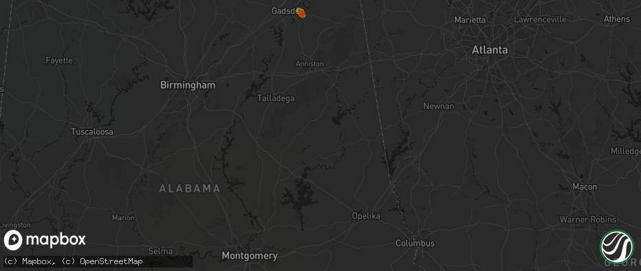 Hail map in Cragford, AL on July 1, 2026