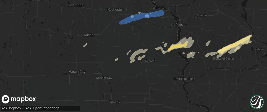Hail map in Cresco, IA on July 1, 2026