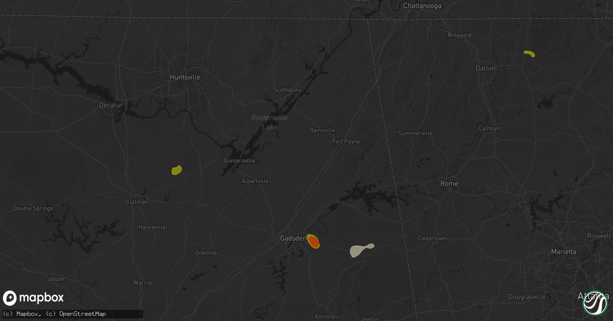 Hail map in Dawson, AL on July 1, 2026