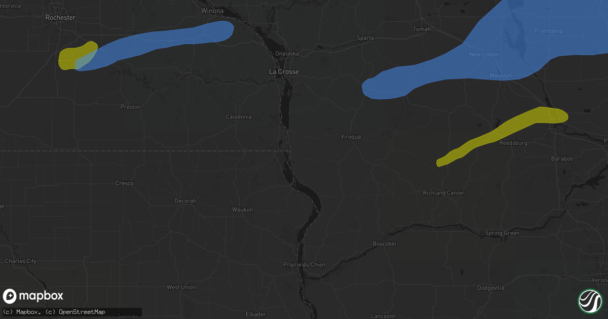 Hail map in De Soto, WI on July 1, 2026