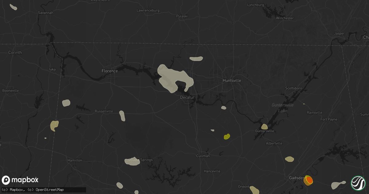 Hail map in Decatur, AL on July 1, 2026