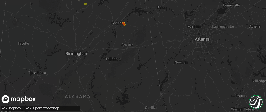 Hail map in Delta, AL on July 1, 2026
