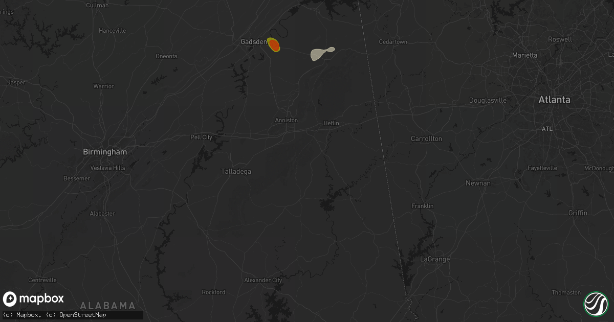 Hail map in Delta, AL on July 1, 2026