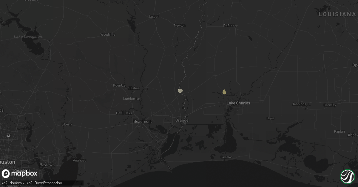 Hail map in Deweyville, TX on July 1, 2026