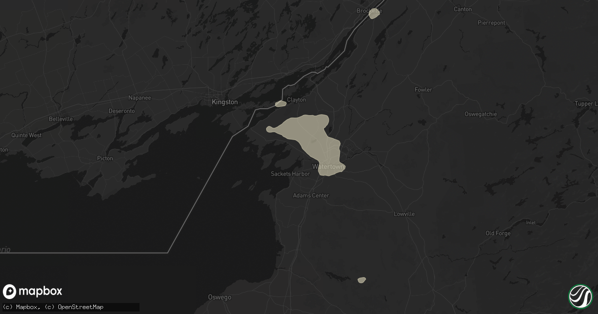 Hail map in Dexter, NY on July 1, 2026