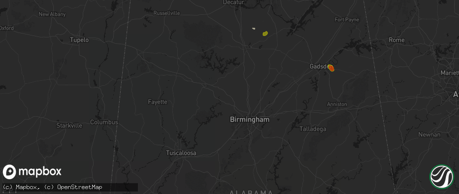 Hail map in Dora, AL on July 1, 2026