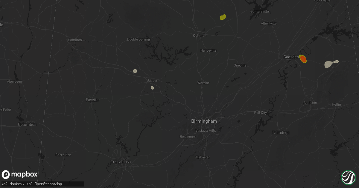 Hail map in Dora, AL on July 1, 2026