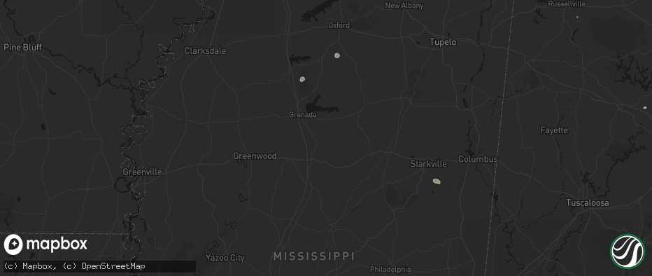 Hail map in Duck Hill, MS on July 1, 2026