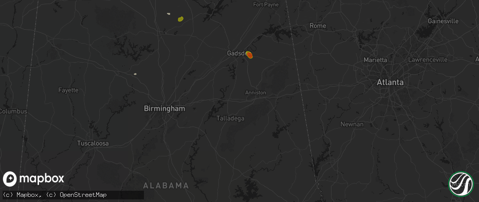 Hail map in Eastaboga, AL on July 1, 2026