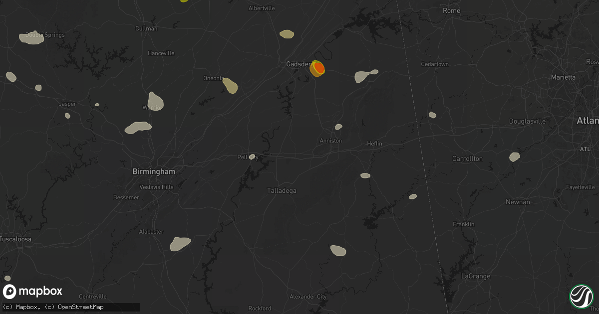 Hail map in Eastaboga, AL on July 1, 2026