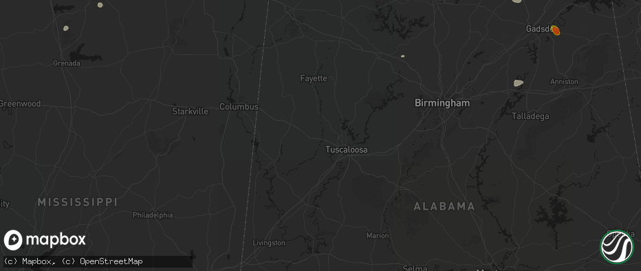 Hail map in Echola, AL on July 1, 2026