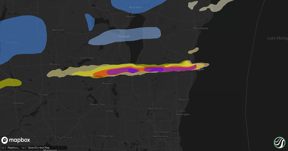 Hail map in Eden, WI on July 1, 2026