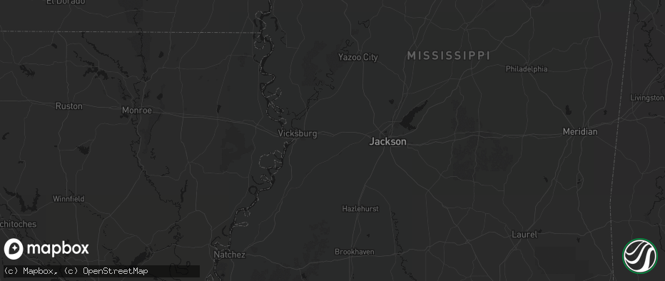 Hail map in Edwards, MS on July 1, 2026