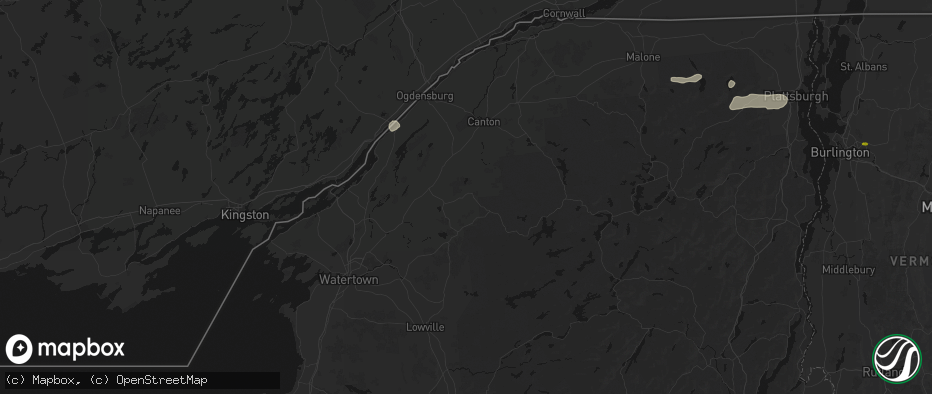 Hail map in Edwards, NY on July 1, 2026
