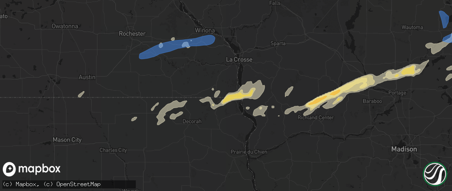 Hail map in Eitzen, MN on July 1, 2026