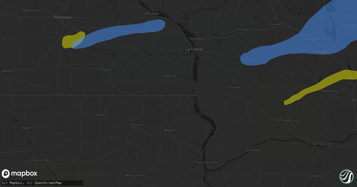 Hail map in Eitzen, MN on July 1, 2026