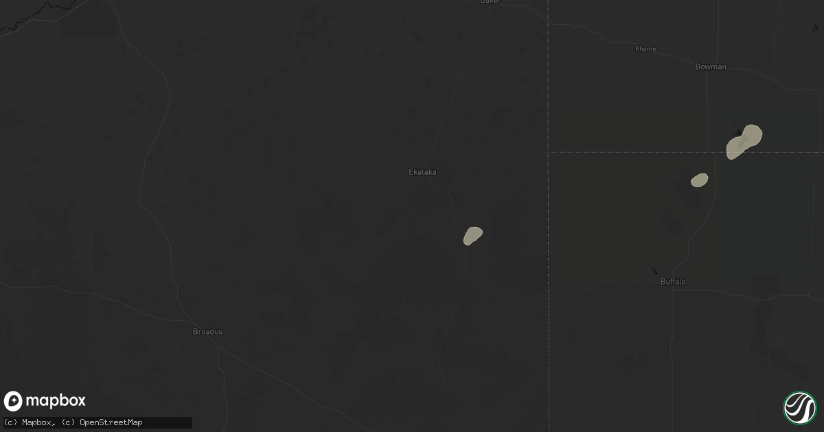 Hail map in Ekalaka, MT on July 1, 2026