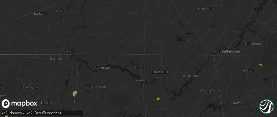 Hail map in Elkmont, AL on July 1, 2026