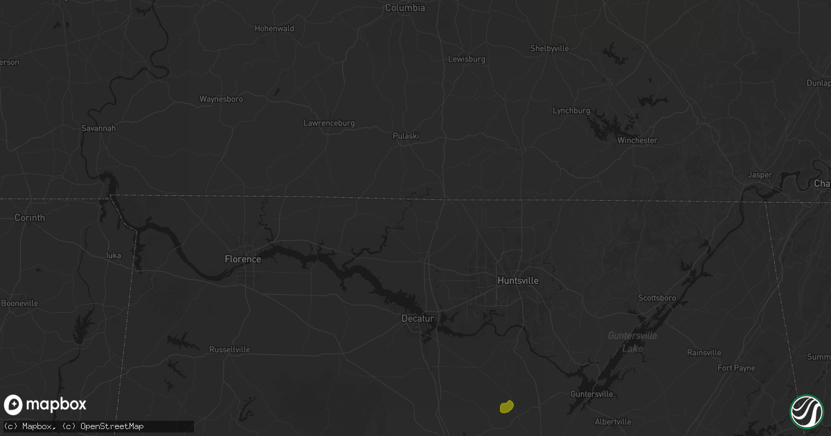 Hail map in Elkmont, AL on July 1, 2026