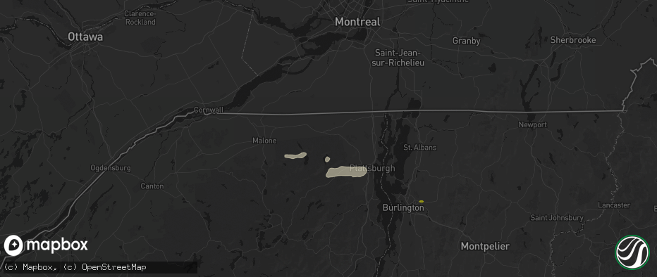 Hail map in Ellenburg Depot, NY on July 1, 2026