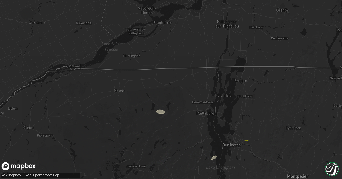 Hail map in Ellenburg Depot, NY on July 1, 2026