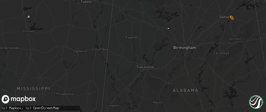 Hail map in Elrod, AL on July 1, 2026