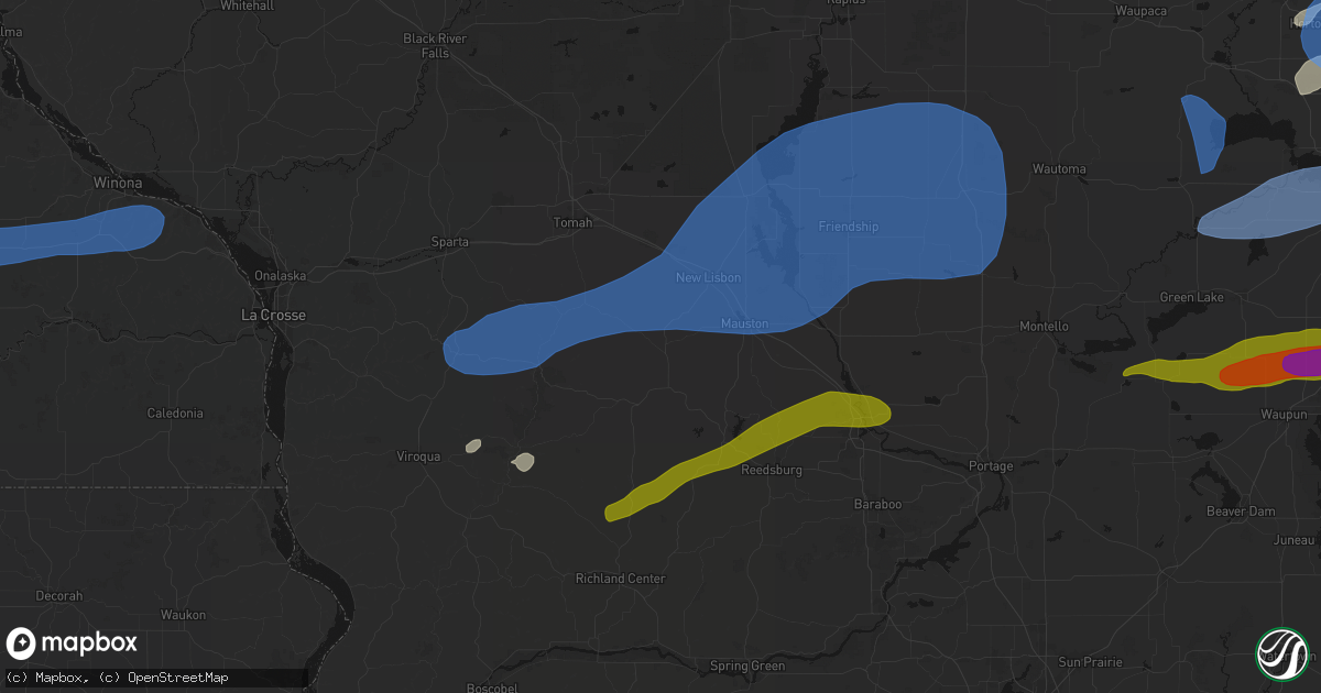 Hail map in Elroy, WI on July 1, 2026