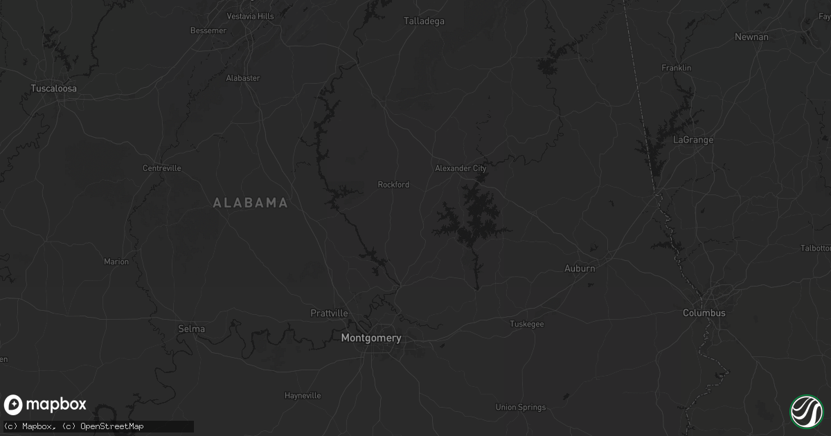 Hail map in Equality, AL on July 1, 2026