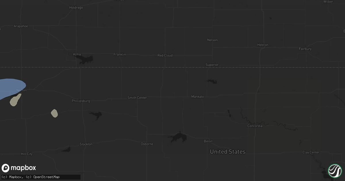 Hail map in Esbon, KS on July 1, 2026